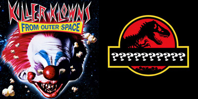 La locandina di Killer Klowns From Outer Space, e un'immagine misteriosa relativa al film a sorpresa